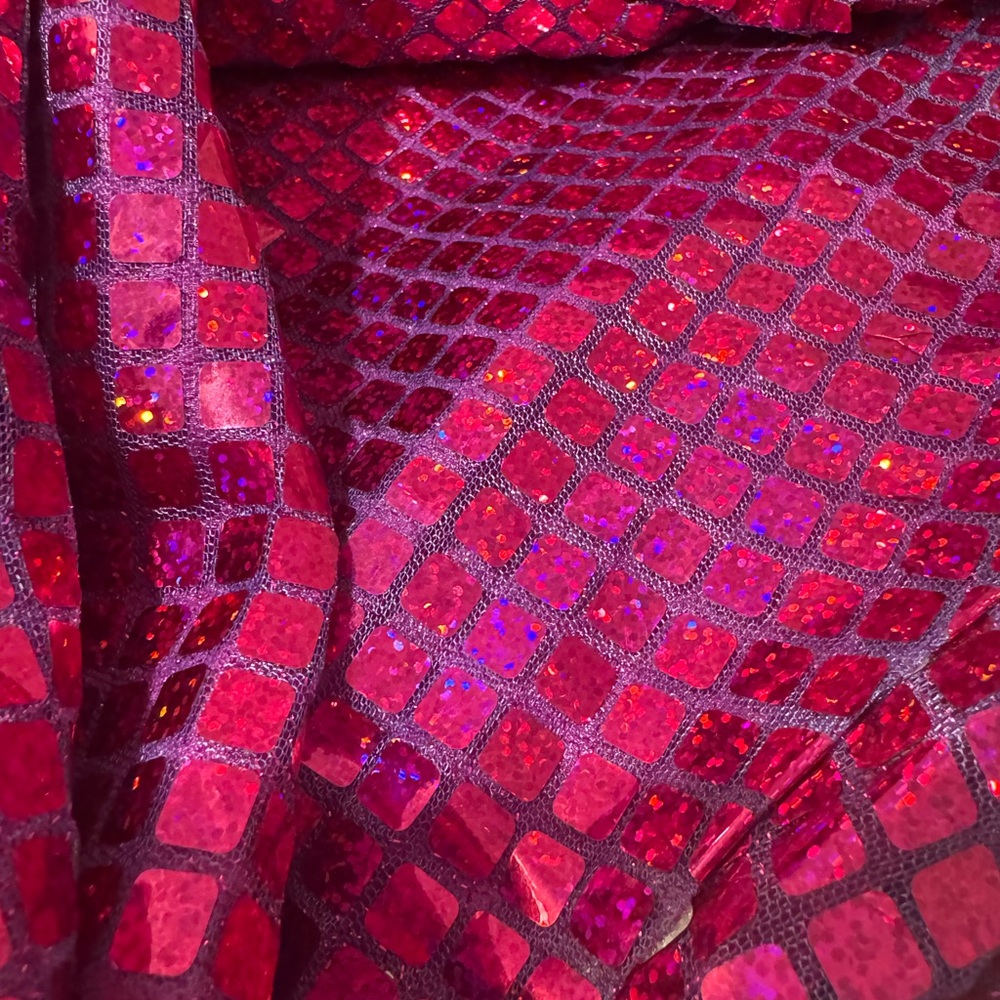 New! QUEEN OF SPARKLES Set Hot Pink Holographic Top and Maxi Skirt Set - Picture 9 of 10